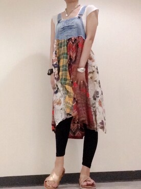 「サロペットスカート」｜「アイテム（腕時計）」を使った、ellemoa(エルモア)さん（レディース・161cm）の夏コーディネート