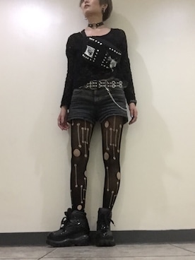 「ロック」｜「アイテム（タイツ/ストッキング）」を使った、ellemoa(エルモア)さん（レディース・161cm）の夏コーディネート