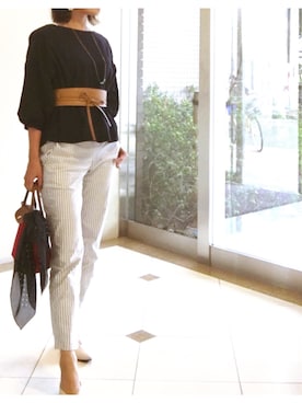 「バルーンスリーブ」｜ようこさん（レディース・164cm）の夏コーディネート