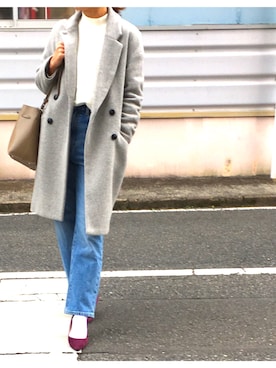 「ハイウエストストレートジーンズ」｜ようこさん（レディース・164cm）の冬コーディネート