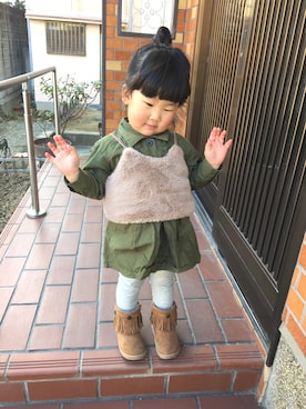 「キッスコーデ」｜「アイテム（ワンピース/ドレス）」を使った、kn.panさん（キッズ・80cm）の冬コーディネート