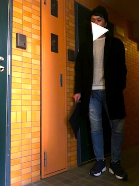 「Lee（リー）のアイテム（クラッチバッグ）」を使った、Hirokiさん（メンズ・172cm）の冬コーディネート