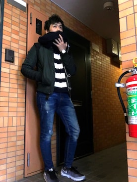 「SEVENDAYS=SUNDAY（セブンデイズサンデイ）のアイテム（シューズ）」を使った、Hirokiさん（メンズ・172cm）の冬コーディネート