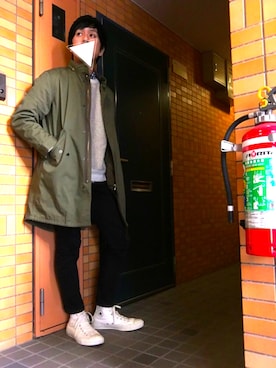 「JOURNAL STANDARD relume（ジャーナルスタンダード　レリューム）のアイテム（モッズコート）」を使った、Hirokiさん（メンズ・172cm）の冬コーディネート