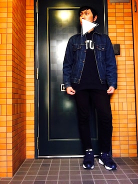 「アイテム（スウェット、ブルー系）」を使った、Hirokiさん（メンズ・172cm）の春コーディネート