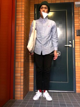 「靴下チラ見せ」｜「アイテム（ニットキャップ/ビーニー）」を使った、Hirokiさん（メンズ・172cm）の春コーディネート