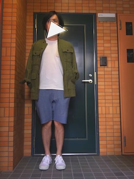 「ポケットＴシャツ」｜「アイテム（ノーカラージャケット）」を使った、Hirokiさん（メンズ・172cm）の春コーディネート