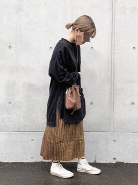 「JEANASIS（ジーナシス）のシャツテイルBIGロンT/826709（Tシャツ/カットソー）」を使った、yuさん（レディース・156cm）の秋コーディネート