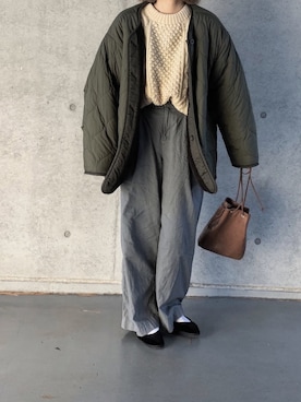 「CLANE（クラネ）のアイテム（MA-1）」を使った、yuさん（レディース・156cm）の冬コーディネート