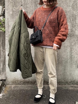 「CLANE（クラネ）のアイテム（MA-1）」を使った、yuさん（レディース・156cm）の冬コーディネート