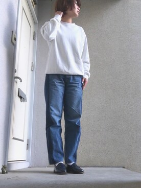 「ブルー x ホワイト」｜「アイテム（その他シューズ）」を使った、nagisaさん（レディース・168cm）の冬コーディネート