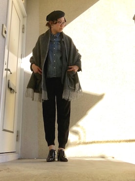 「LAPUAN KANKURIT（ラプアン カンクリ）のアイテム（围巾、ブラック系）」を使った、nagisaさん（レディース・168cm）の冬コーディネート