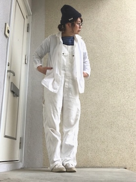 「YAECA（ヤエカ）の【YAECA(ヤエカ)】COMFORT SHIRT（衬衫、ホワイト系）」を使った、nagisaさん（レディース・168cm）の春コーディネート