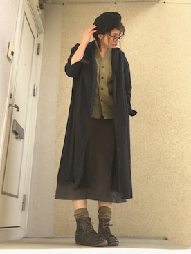 「Zoff（ゾフ）のアイテム（眼镜、ブラウン系）」を使った、nagisaさん（レディース・168cm）の秋コーディネート