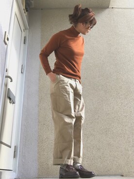 「studio CLIP（スタディオクリップ）のアイテム（发带、ブラウン系）」を使った、nagisaさん（レディース・168cm）の秋コーディネート