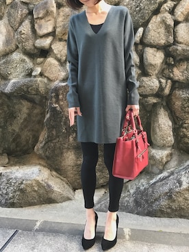 「UNIQLOコーデ」｜「アイテム（チュニック）」を使った、anna.さん（レディース・161cm）の冬コーディネート