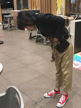 「Factor=（ファクターイコール）のアイテム（スラックス）」を使った、anna.さん（レディース・161cm）の冬コーディネート