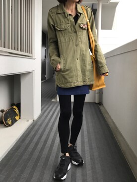 「花見」｜「アイテム（ミリタリージャケット）」を使った、anna.さん（レディース・161cm）の春コーディネート