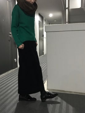 「緑ニット」｜anna.さん（レディース・161cm）の冬コーディネート