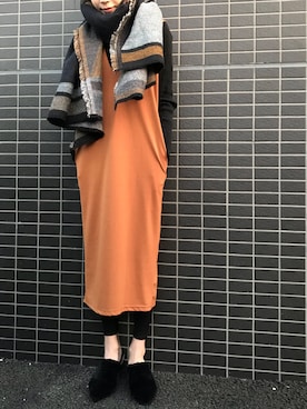 「URBAN RESEARCH（アーバンリサーチ）のUR ワイドリブ袖フレアカットソー（Tシャツ/カットソー）」を使った、anna.さん（レディース・161cm）の冬コーディネート