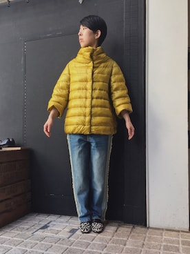 「HERNO（ヘルノ）のアイテム（ダウンジャケット/コート）」を使った、tanaka0129さん（レディース・159cm）の秋コーディネート