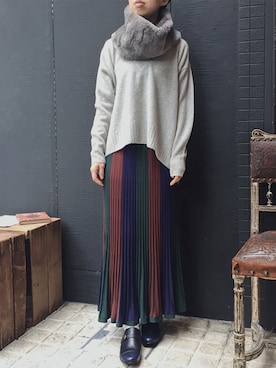 「アイテム（ネックウォーマー/スヌード）」を使った、tanaka0129さん（レディース・160cm）の秋コーディネート