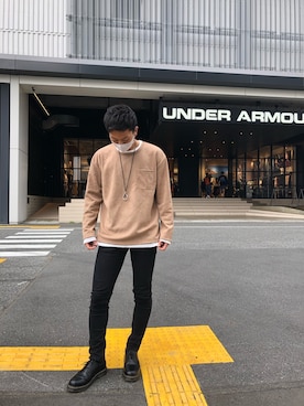 「Dr. Martens（ドクターマーチン）のアイテム（モカシン/デッキシューズ）」を使った、牛カルビさん（メンズ・168cm）の秋コーディネート