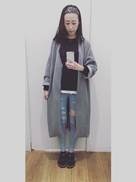 「AIR SPACE（エアースペース）のアイテム（ジャケット/アウター）」を使った、Monica!!さん（レディース・165cm）の冬コーディネート