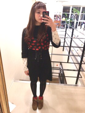 「リップ」｜b_nystさん（レディース・163cm）の冬コーディネート