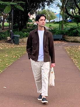 「COMMON PROJECTS（コモンプロジェクト）のアイテム（スリッポン）」を使った、Mark de Souzaさん（メンズ・175cm）の冬コーディネート