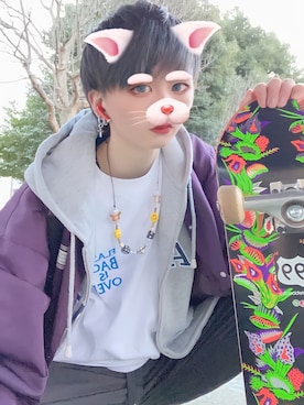 「スケボー」｜「アイテム（アクセサリー）」を使った、✂︎SHOEI✂︎さん（メンズ・173cm）の春コーディネート