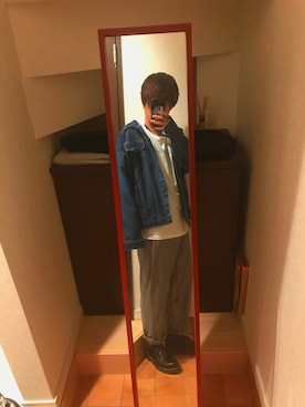 「チドリ柄」｜「アイテム（デニムジャケット）」を使った、もりーずさん（メンズ・168cm）の春コーディネート