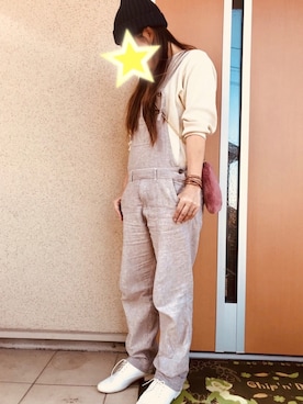 「ロングヘア」｜「アイテム（オールインワン・サロペット）」を使った、ふーたんさん（レディース・153cm）の秋コーディネート