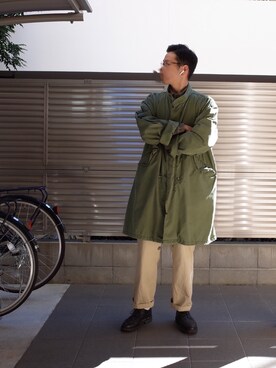 「ネルシャツ」｜「アイテム（モッズコート）」を使った、タロウさん（メンズ・173cm）の秋コーディネート