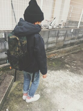 「アイテム（マウンテンパーカー）」を使った、RYURYUさん（キッズ・120cm）の冬コーディネート