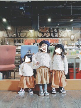 「chapter world（チャプターワールド）のアイテム（帽子）」を使った、RYURYUさん（キッズ・100cm）の冬コーディネート