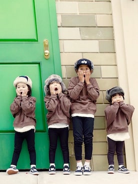 「※ALPHA（アルファ）のアイテム（キャップ）」を使った、RYURYUさん（キッズ・100cm）の秋コーディネート