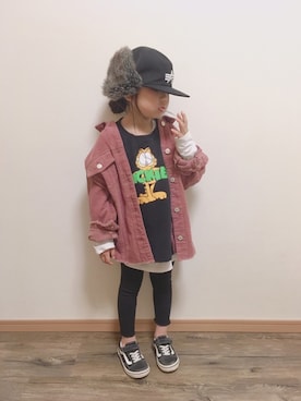 「※ALPHA（アルファ）のアイテム（キャップ）」を使った、RYURYUさん（キッズ・110cm）の春コーディネート