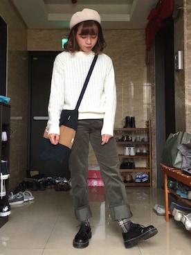 「NET（ネット）のアイテム（ハンチング/ベレー帽）」を使った、花小賴🌹さん（レディース・156cm）の秋コーディネート