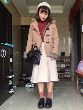 「NET（ネット）のアイテム（ハンチング/ベレー帽）」を使った、花小賴🌹さん（レディース・156cm）の冬コーディネート