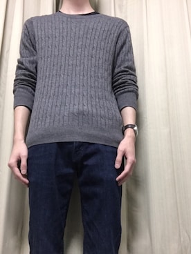 「glory crew（グローリークルー）のアイテム（ニット/セーター）」を使った、まるちゃんさん（メンズ・175cm）の冬コーディネート