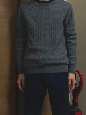 「glory crew（グローリークルー）のアイテム（ニット/セーター）」を使った、まるちゃんさん（メンズ・175cm）の冬コーディネート