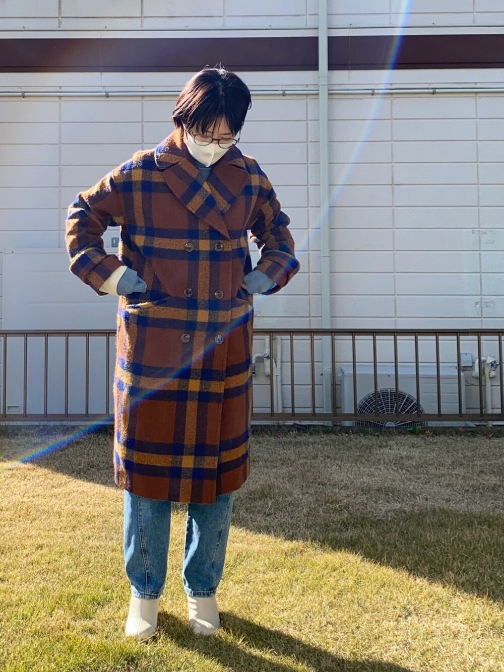 「冬コーデ、おやすみコーデ」｜「Aunt Marie'sのピーコート（ピーコート、ブラウン系）」を使った、manaさん（レディース・155cm）の冬コーディネートの1枚目の写真