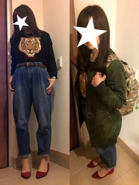 「マムジーンズ」｜らいくさん（レディース・161cm）の秋コーディネート