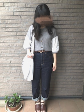 「pink adobe（ピンクアドベ）のアイテム（ニット/セーター、グレー系）」を使った、ずーなーさん（レディース・150cm）の夏コーディネート