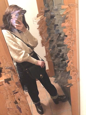 「UNIQLO（ユニクロ）のアイテム（ニット/セーター、ホワイト系）」を使った、ずーなーさん（レディース・150cm）の冬コーディネート