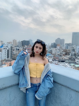 「GYDA（ジェイダ）のアイテム（ブルゾン）」を使った、yumena suzukiさん（レディース・150cm）の冬コーディネート