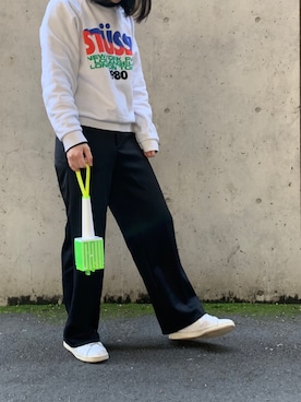 「adidas Originals（アディダスオリジナルス）のadidas スタンスミス [Stan Smith Shoes] アディダスオリジナルス b24105（スニーカー、ブラック系）」を使った、Nさん（レディース・158cm）の春コーディネート