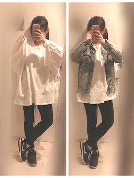 「UNIQLO（ユニクロ）のWOMEN ウルトラストレッチジーンズ（デニムパンツ）」を使った、ぴより☺︎さん（レディース・157cm）の春コーディネート