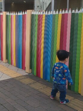 「Moujonjon（ムージョンジョン）のアイテム（トップス）」を使った、みどりのかいじゅーさん（キッズ・80cm）の夏コーディネート